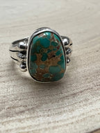 Randy Billy Navajo Sterling Silver Ring with Royston Turquoise — Size 10 (Compact 5/8" × 1/2")