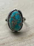 Randy Billy Navajo Sterling Silver Ring with Royston Turquoise — Size 9.5 (Medium 7/8" × 5/8")