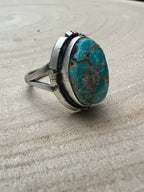 Randy Billy Navajo Sterling Silver Ring with Royston Turquoise — Size 9.5 (Medium 7/8" × 5/8")