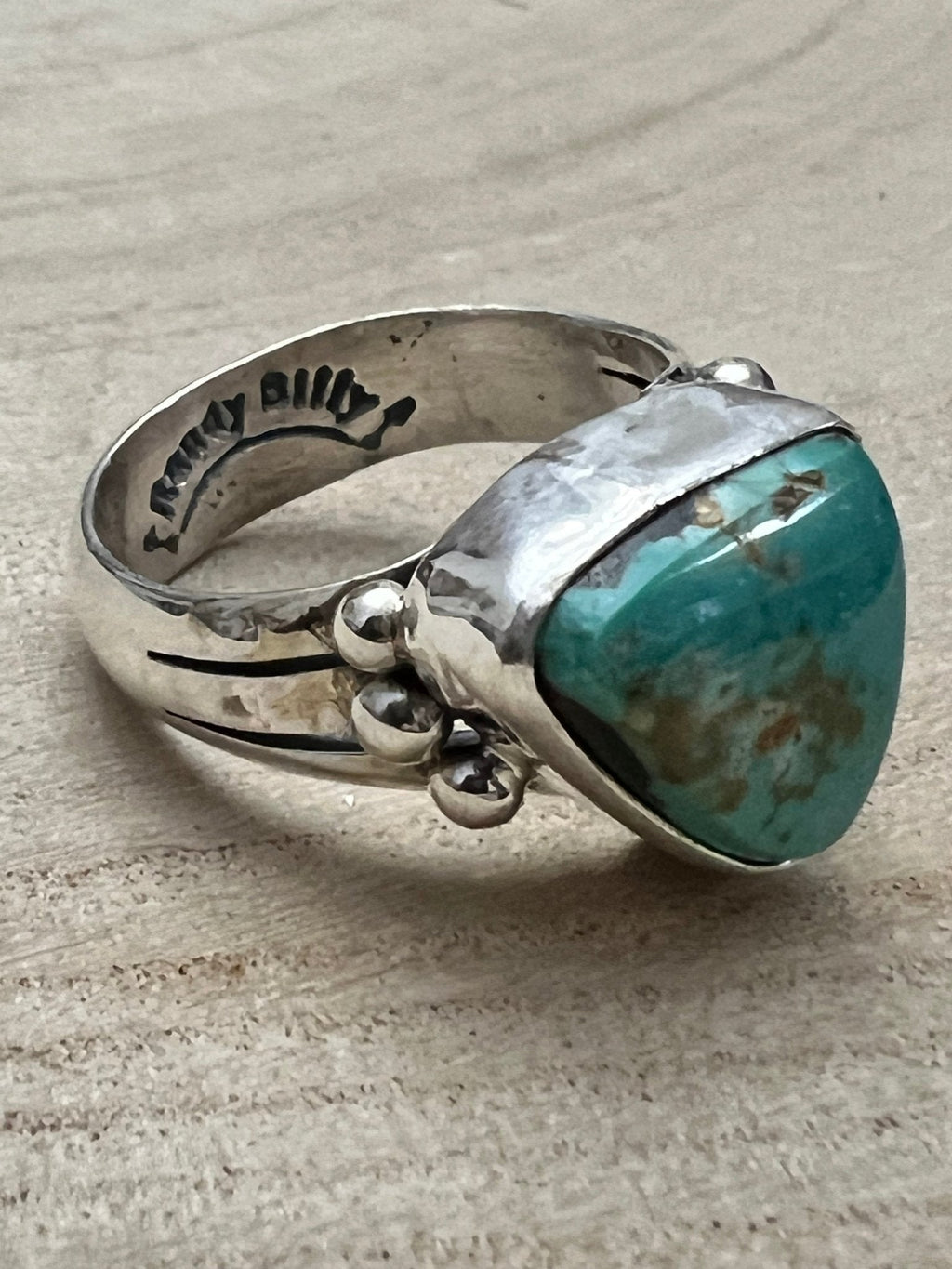 Randy Billy Navajo Sterling Silver Ring with Royston Turquoise — Size 9.5 (Compact 5/8" × 1/2")