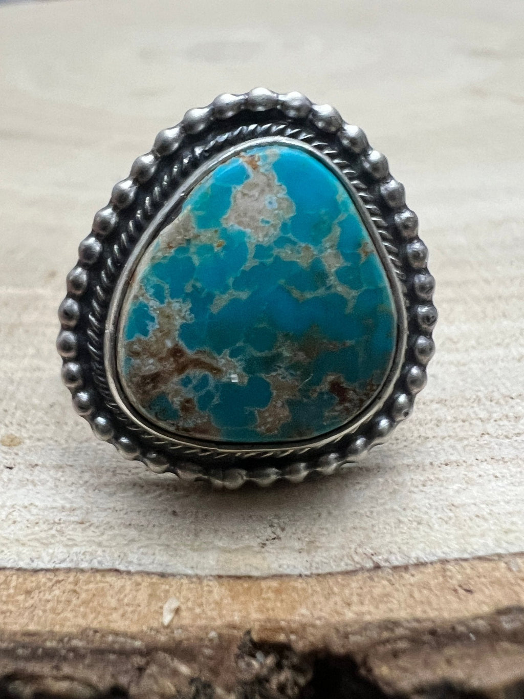 Randy Billy Navajo Sterling Silver Ring with Royston Turquoise — Size 9.5 (Hallmark Randy Billy)
