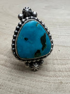 Randy Boyd Navajo Sterling Silver Ring with Fox Turquoise — Size 8.5 (Hallmark RB)