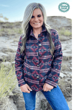 Sterling Kreek "Rebel" Aztec Print Western Jacket — Striking Red & Black Aztec with Buffalo Buttons