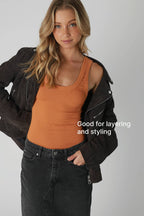 NikiBiki Reversible Ribbed Western Basics Tank Top — Scoop or Crew Neck (Made in USA Best-Seller)