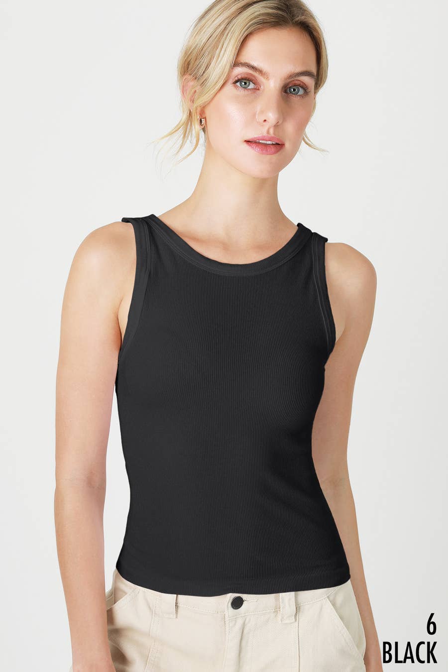 NikiBiki Reversible Ribbed Western Basics Tank Top — Scoop or Crew Neck (Made in USA Best-Seller)
