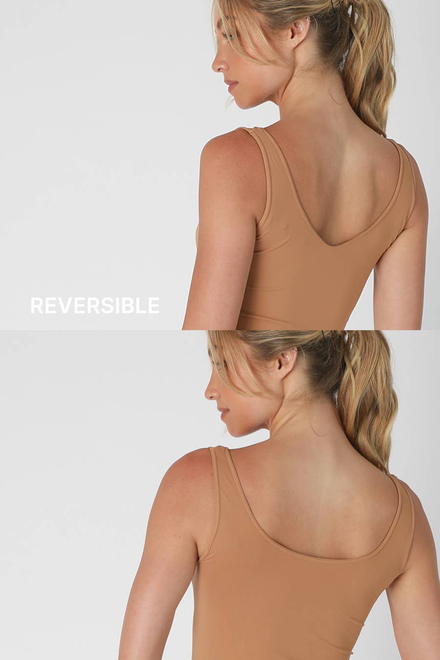 NikiBiki Reversible Seamless Western Basics Tank Top — V-Neck or Scoop Neck (4 Colors, Made in USA)