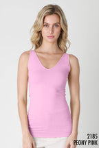 NikiBiki Reversible Seamless Western Basics Tank Top — V-Neck or Scoop Neck (4 Colors, Made in USA)
