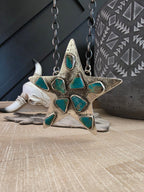 JUDE CANDELARIA ZUNI KINGMAN TURQUOISE STAR NECKLACE
