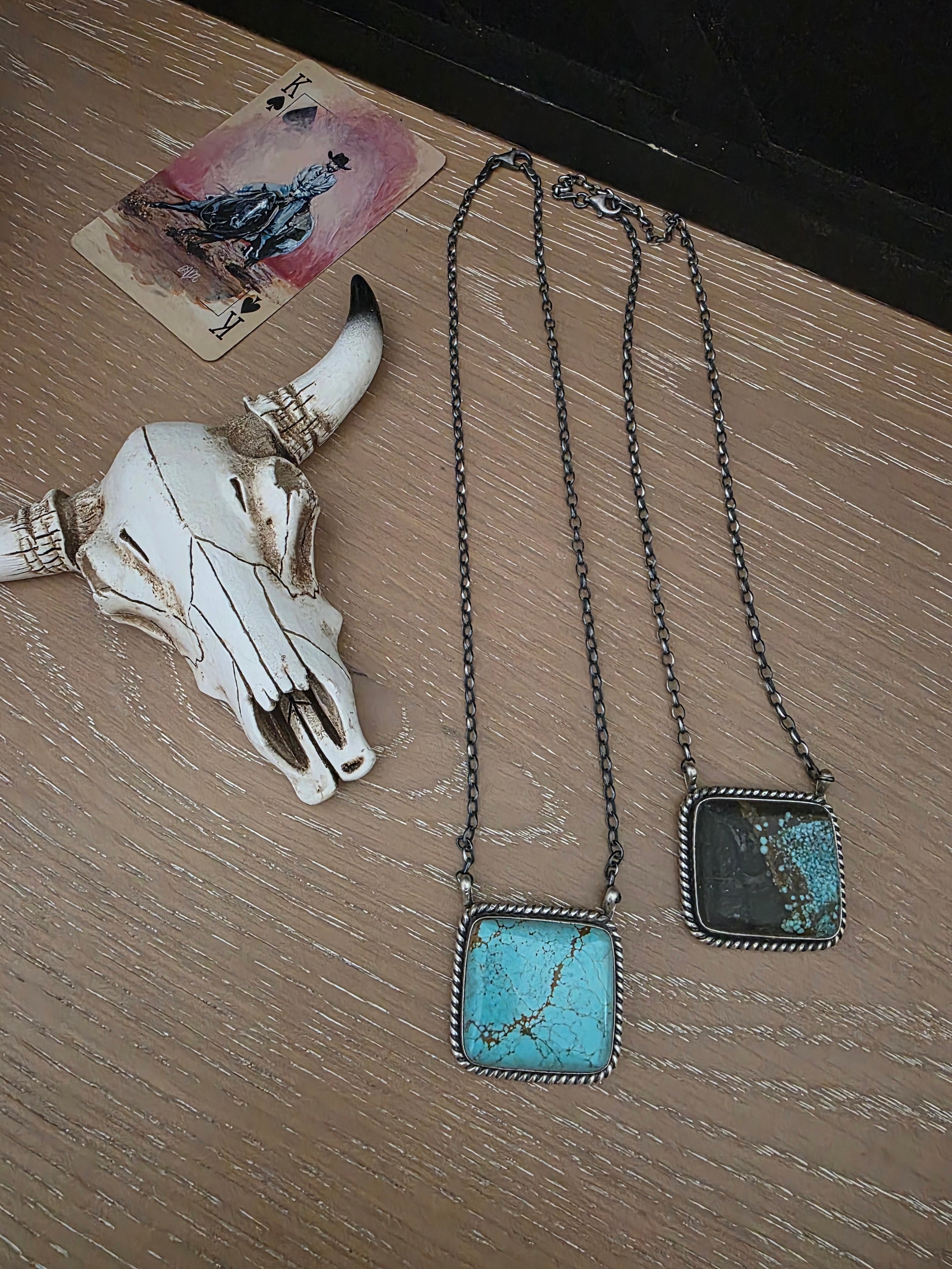 THE DONOVAN SKEETS LARGE TURQUOISE SQUARE BAR NECKLACE