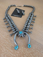 GILBERT MARTIN TURQUOISE SQUASH BLOSSOM NECKLACE SET