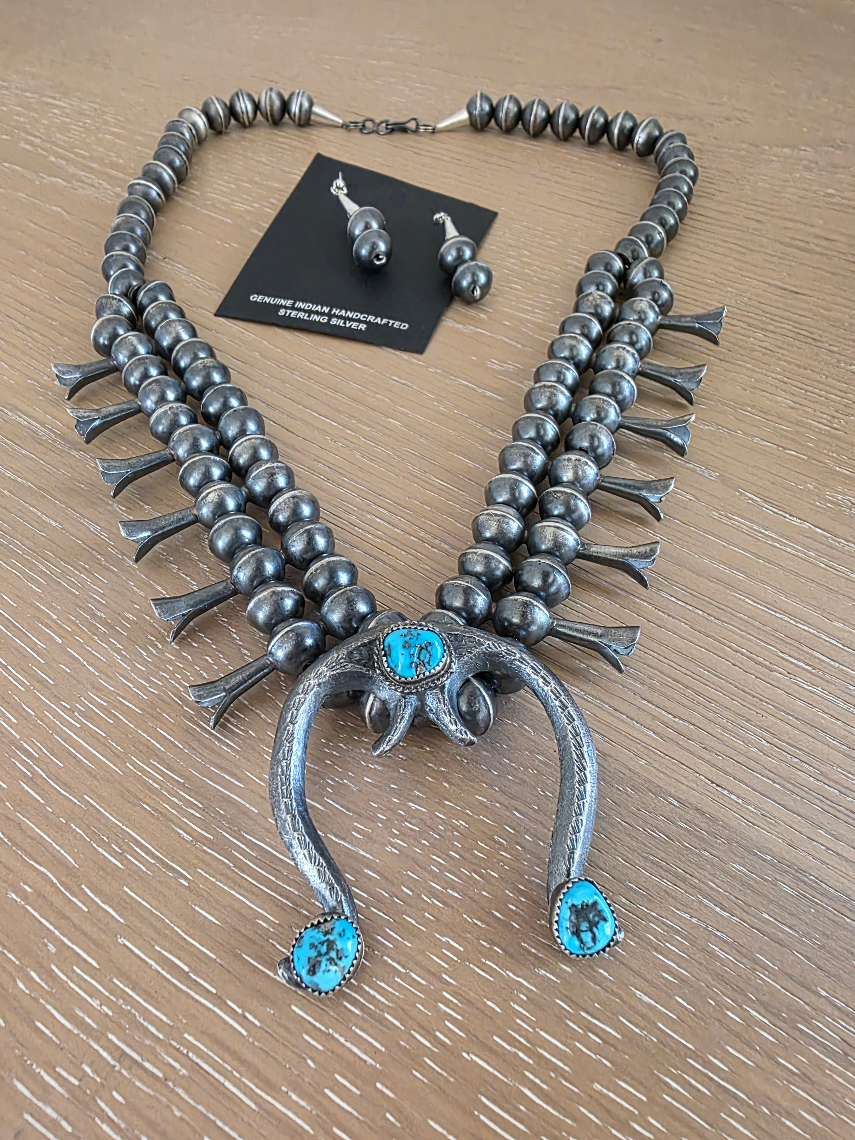 GILBERT MARTIN TURQUOISE SQUASH BLOSSOM NECKLACE SET