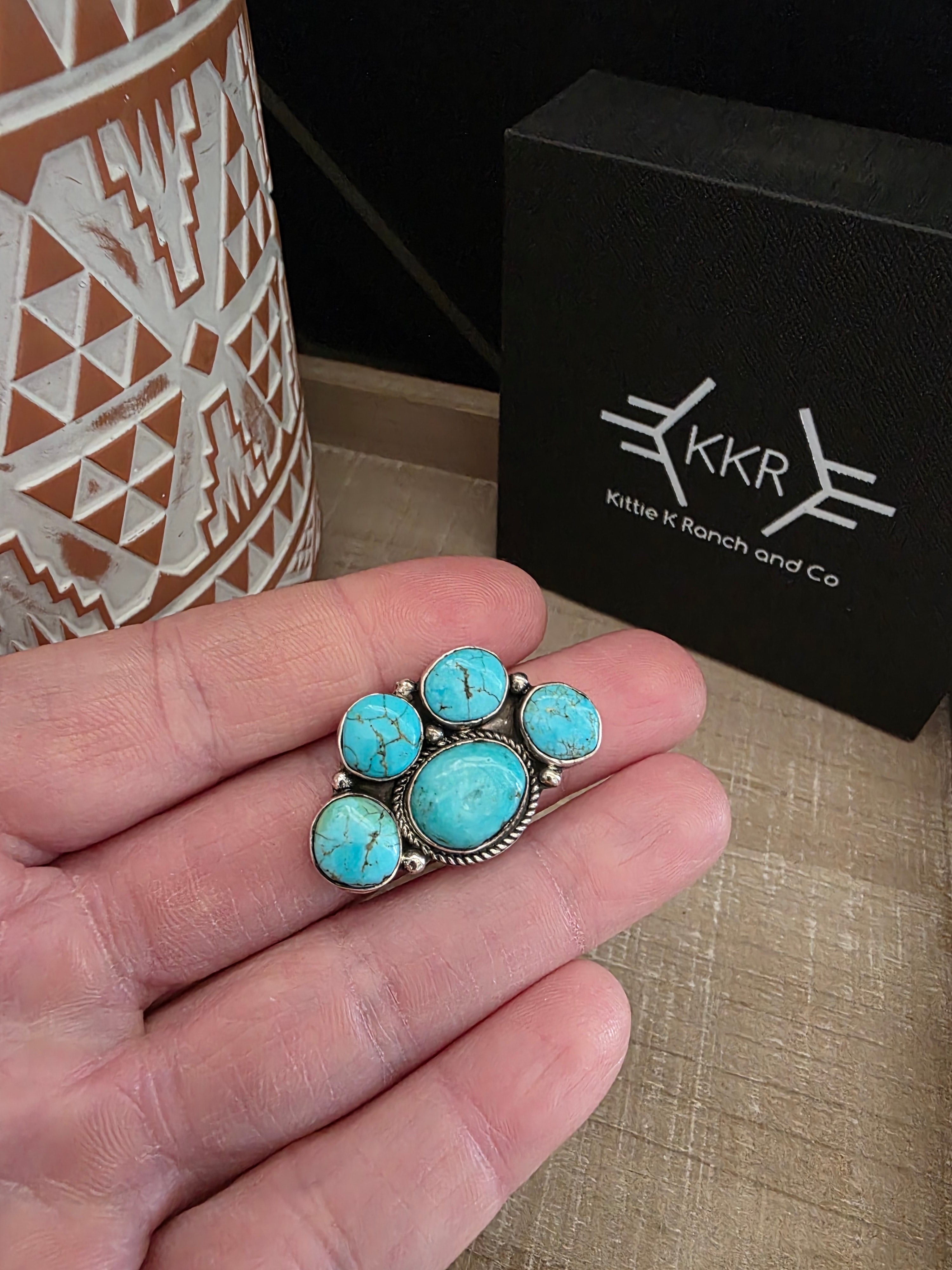 RITA DAWES HALF CLUSTER TURQUOISE RING