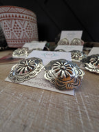 THE GENEVIEVE BLACKGOAT LARGE SILVER CONCHO STUD EARRINGS