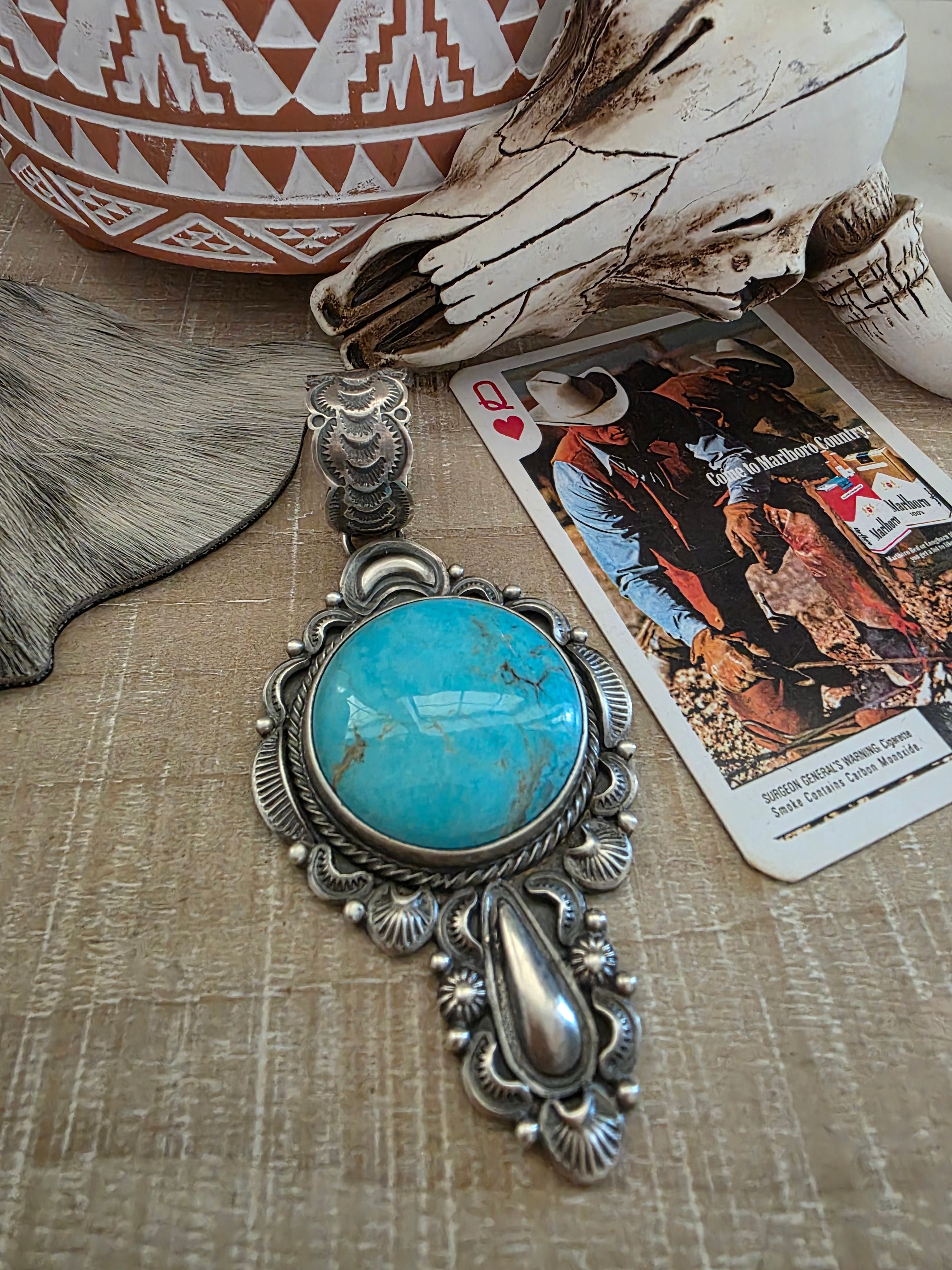 BENNIE RAMONE THUNDER CREEK TURQUOISE STATEMEANT PENDANT