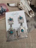 GABRIELA YAZZIE DOUBLE TURQUOISE THUNDERBIRD EARRINGS