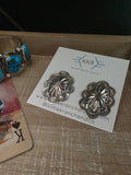 LEVINA BENALLY STERLING SILVER OVAL CONCHO STUDS