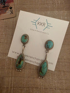 THERESA SMITH TWO KINGMAN TURQUOISE  STONE DANGLE EARRINGS