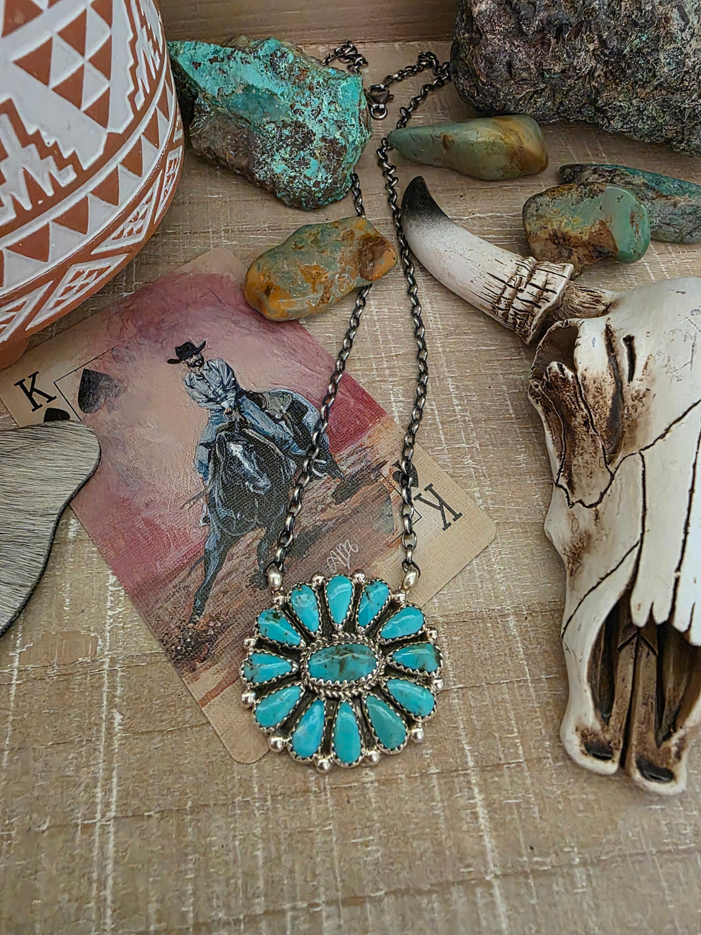ALICIA WILSON KINGMAN TURQUOISE CLUSTER NECKLACE