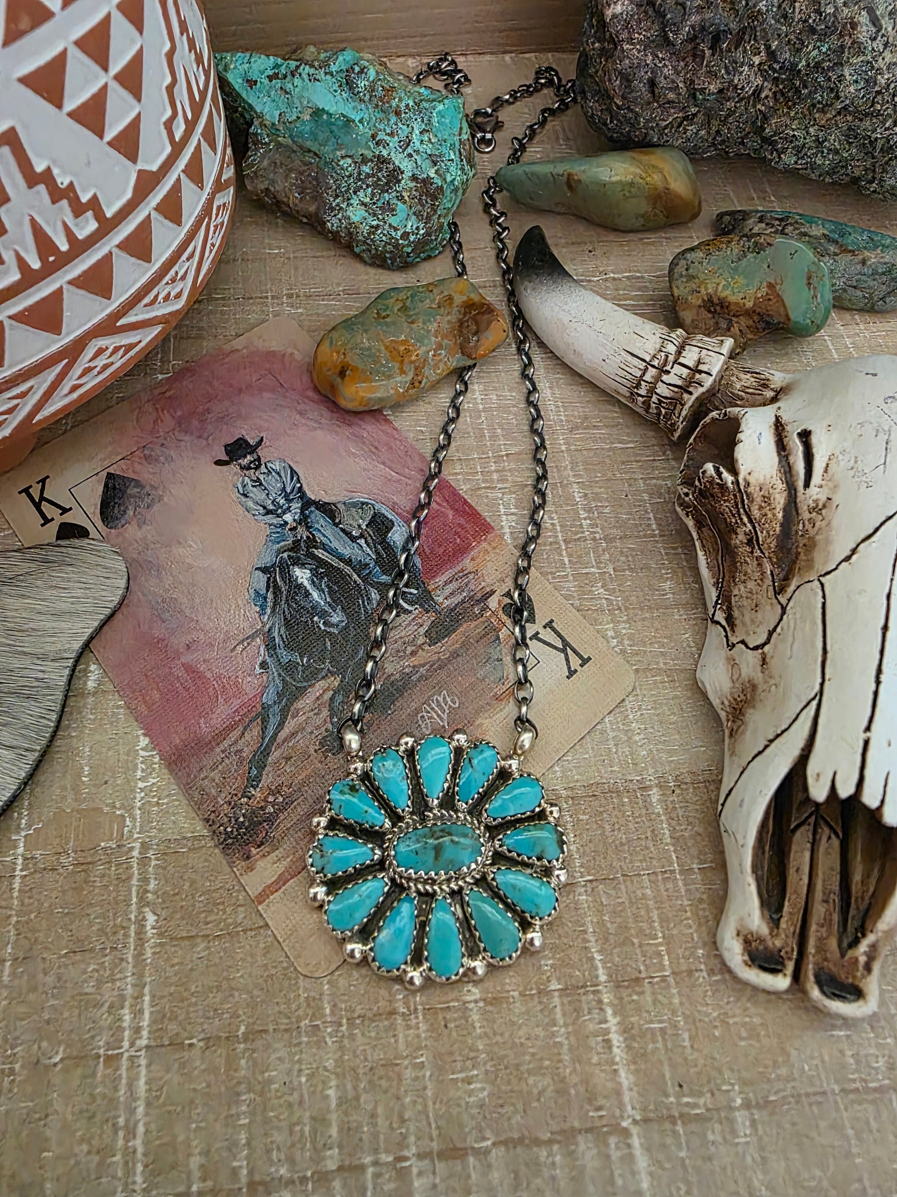 ALICIA WILSON KINGMAN TURQUOISE CLUSTER NECKLACE