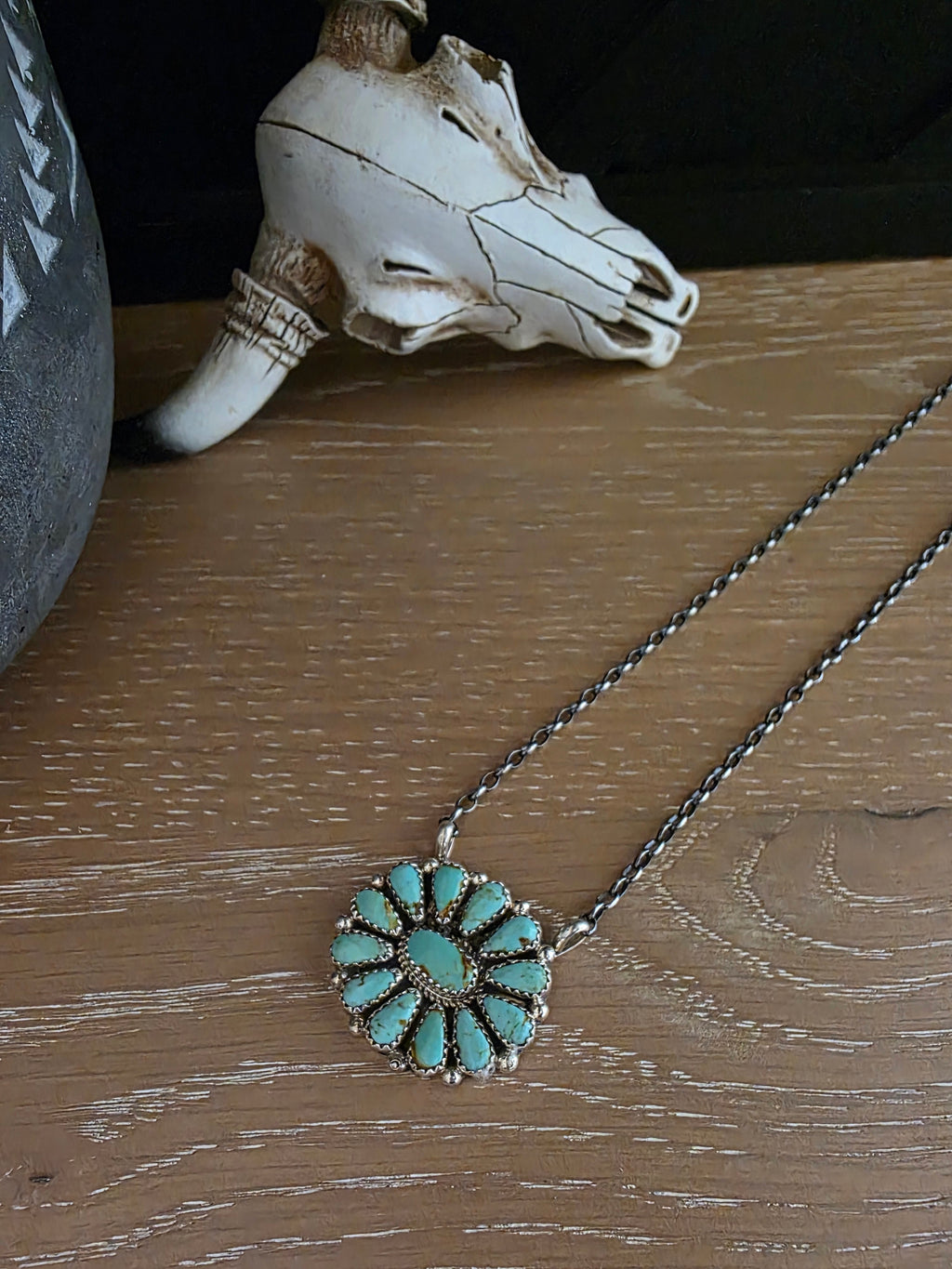 ALICIA WILSON KINGMAN TURQUOISE CLUSTER NECKLACE