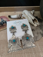 GABRIELA YAZZIE DOUBLE TURQUOISE THUNDERBIRD EARRINGS