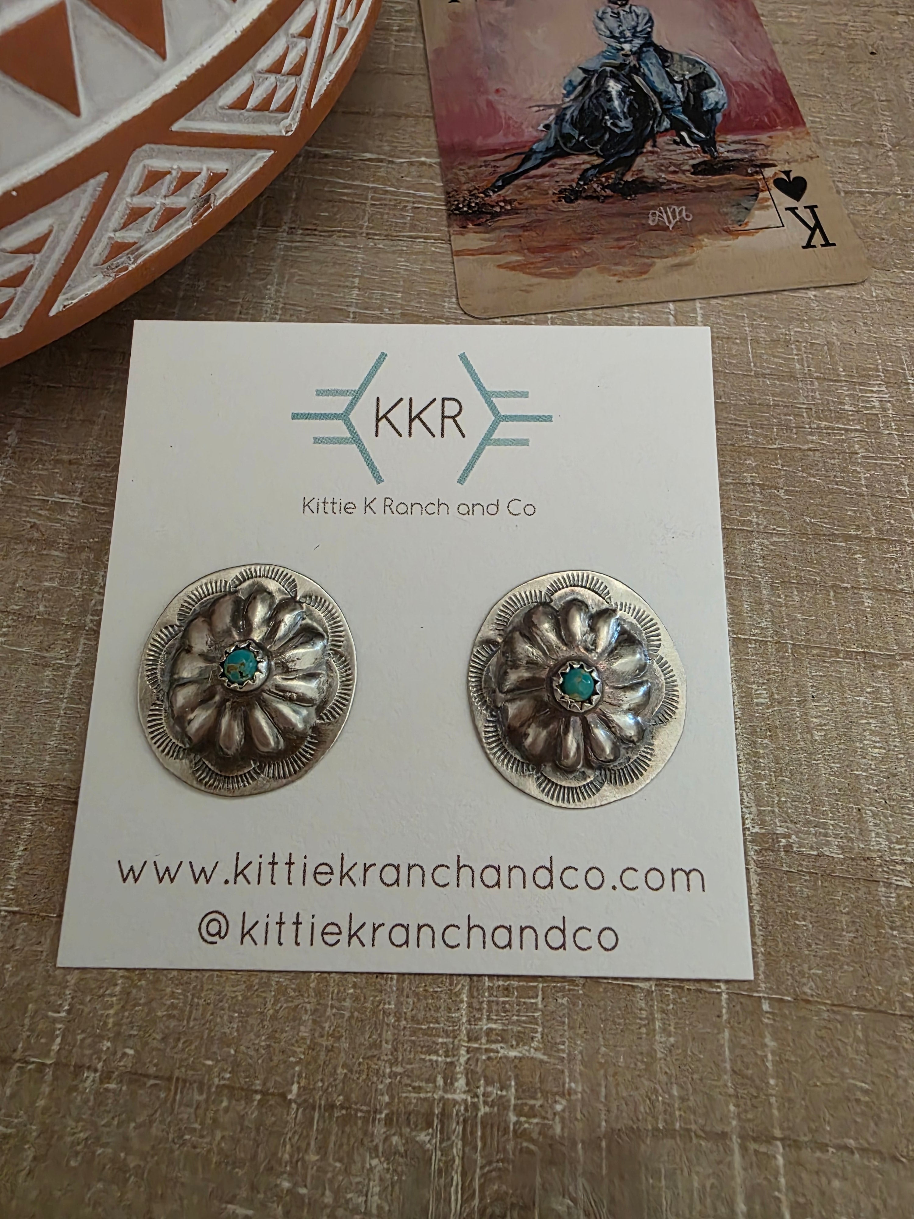 JOAN BEGAY SMALL TURQUOISE CONCHO STUDS