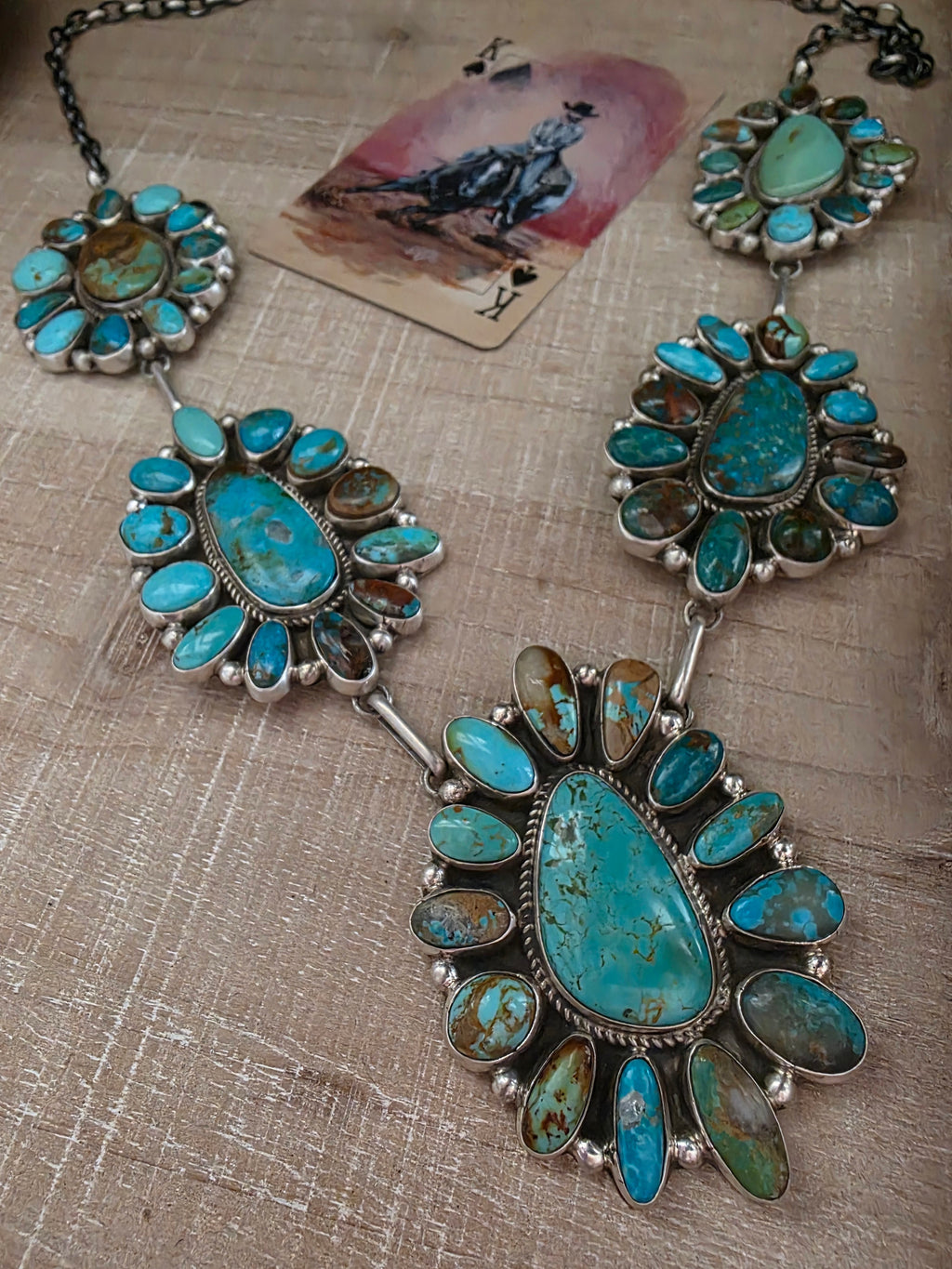 GERALDINE JAMES NUMBER 8 TURQUOISE CLUSTER NECKLACE