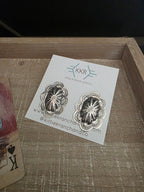 LEVINA BENALLY STERLING SILVER OVAL CONCHO STUDS