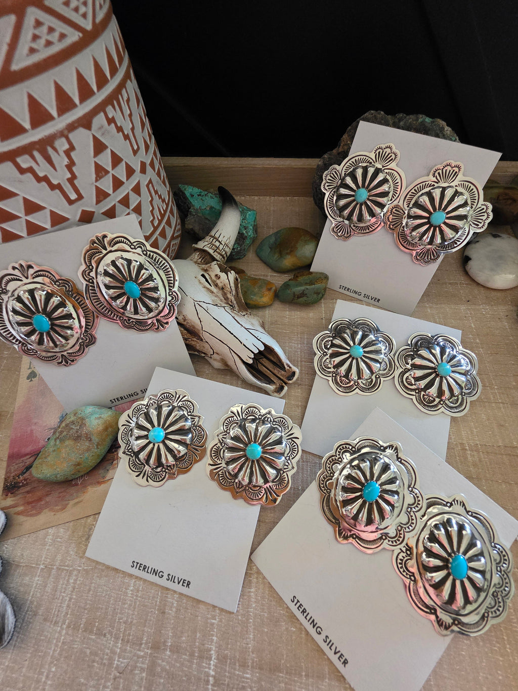THE GENEVIEVE BLACKGOAT LARGE TURQUOISE CONCHO STUD EARRINGS
