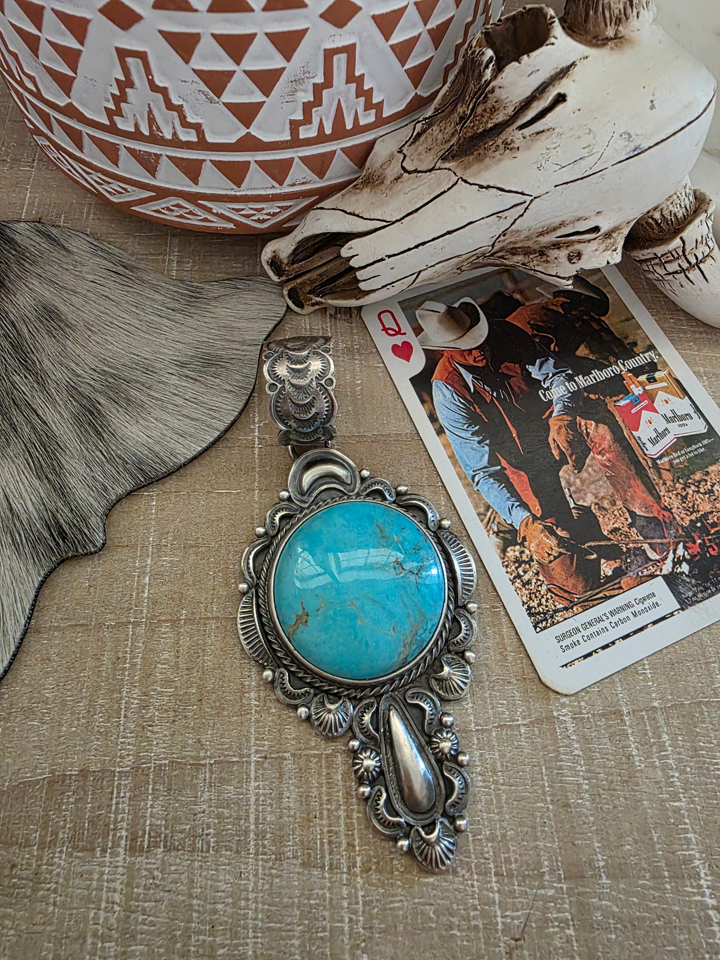 BENNIE RAMONE THUNDER CREEK TURQUOISE STATEMEANT PENDANT