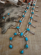 RITA DAWES SLEEPING BEAUTY TURQUOISE SQUASH BLOSSOM NECKLACE SET