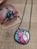 THE AUGUSTINE COTTON CANDY LARGE SQUARE BAR NECKLACE