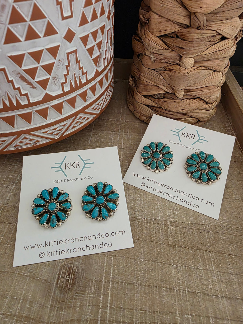 ALICIA WILSON KINGMAN TURQUOISE CLUSTER STUD EARRINGS