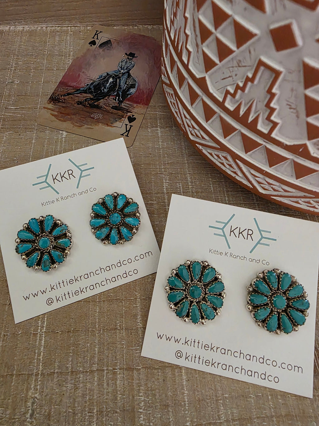 ALICIA WILSON KINGMAN TURQUOISE CLUSTER STUD EARRINGS