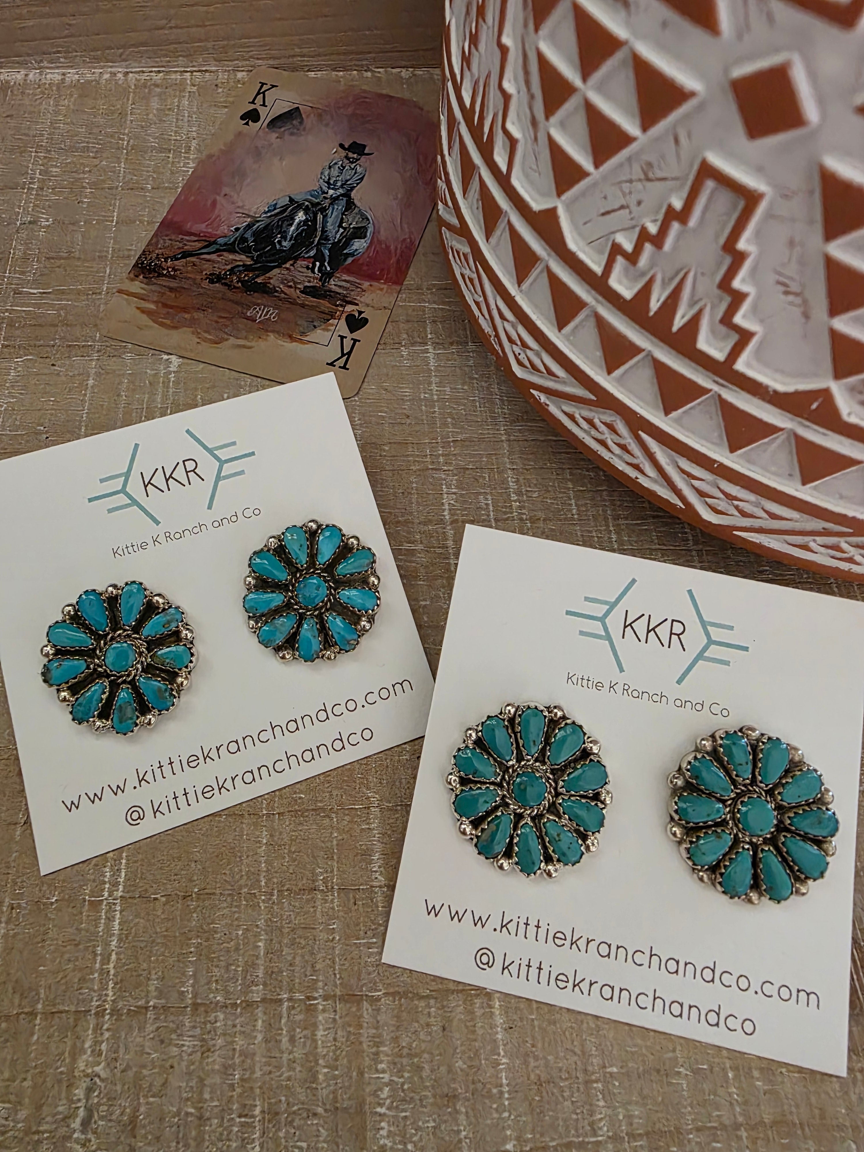 ALICIA WILSON KINGMAN TURQUOISE CLUSTER STUD EARRINGS