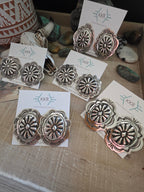 THE GENEVIEVE BLACKGOAT LARGE SILVER CONCHO STUD EARRINGS