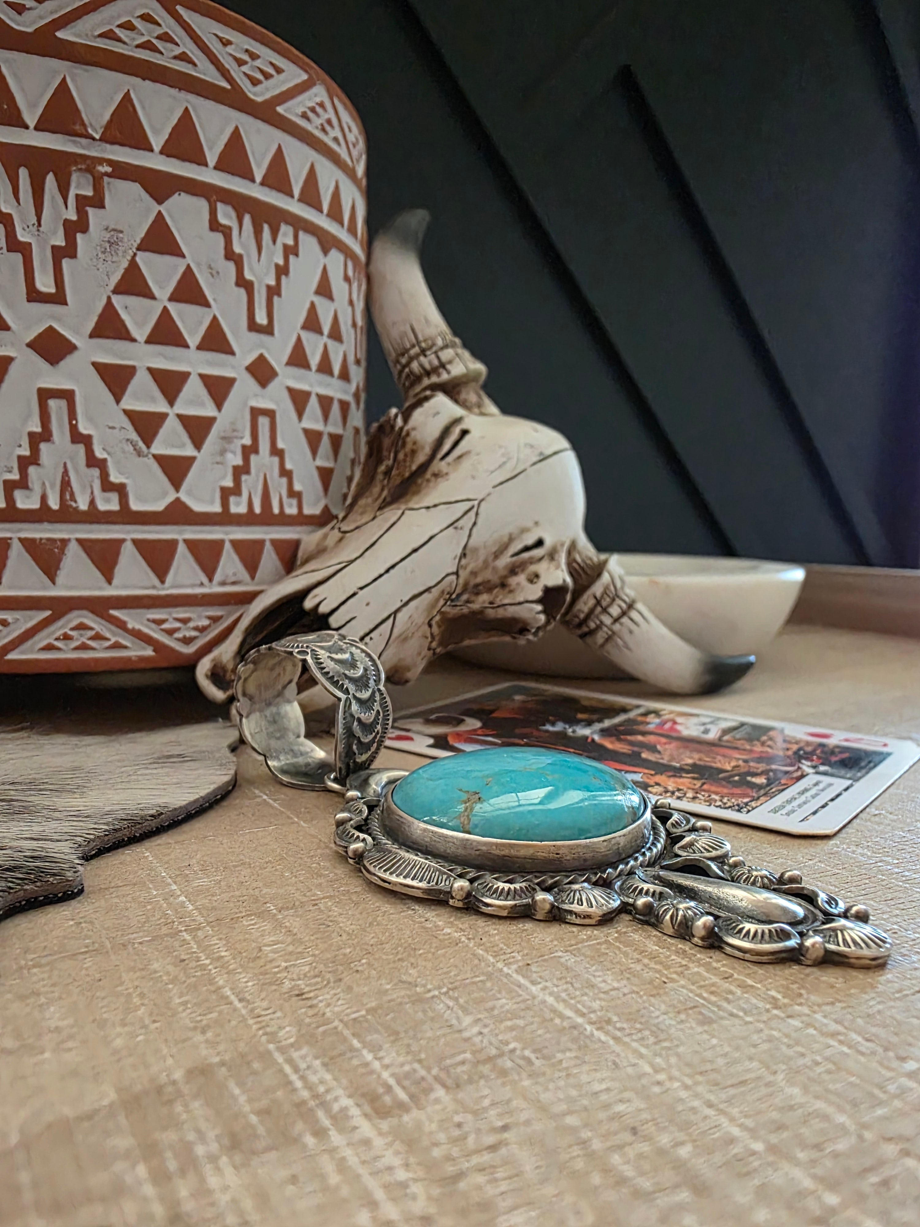 BENNIE RAMONE THUNDER CREEK TURQUOISE STATEMEANT PENDANT