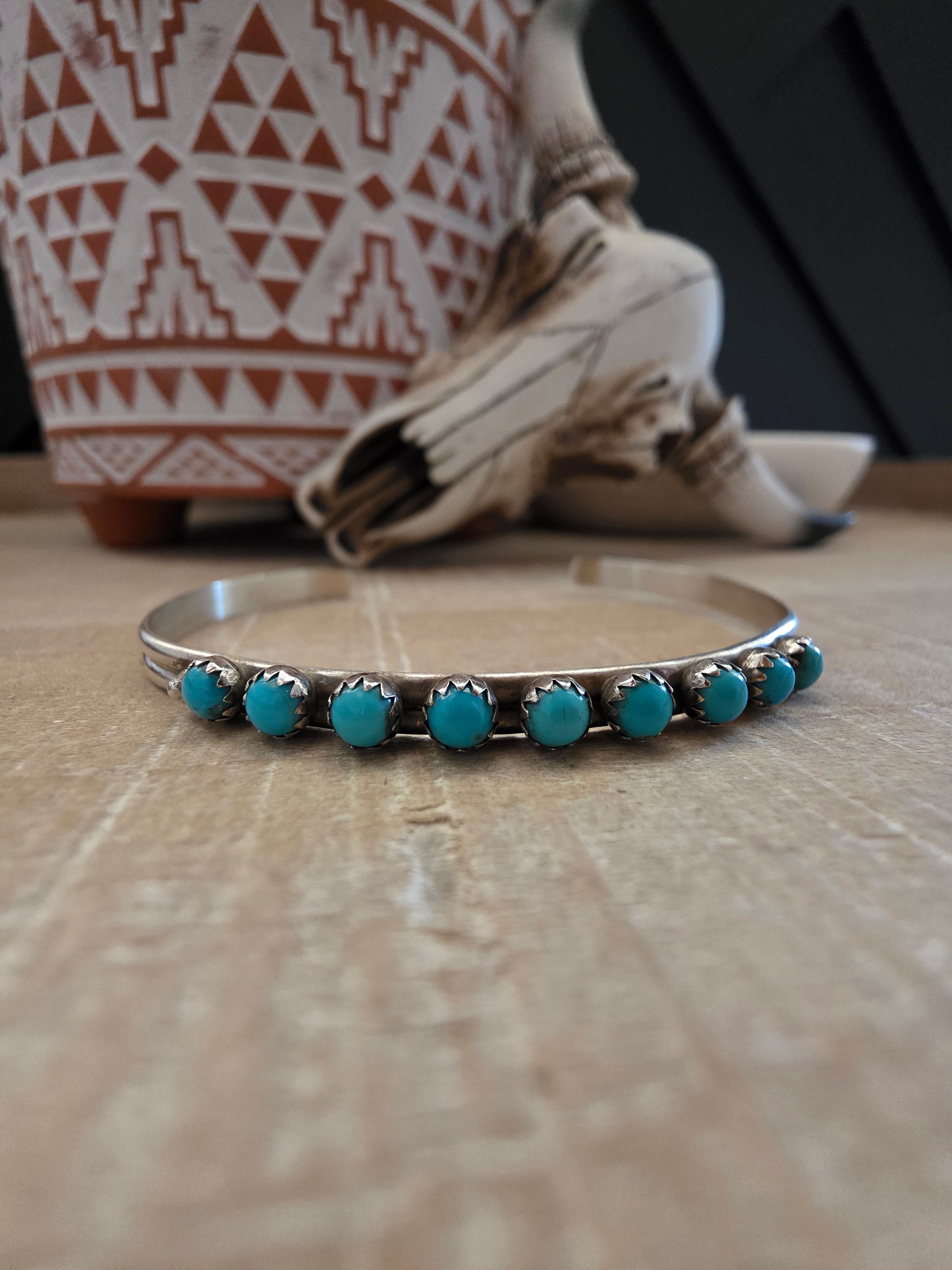 GENEVIEVE SHERMAN NINE DOT TURQUOISE CUFF