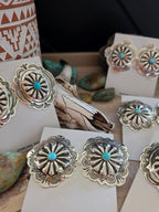 THE GENEVIEVE BLACKGOAT LARGE TURQUOISE CONCHO STUD EARRINGS