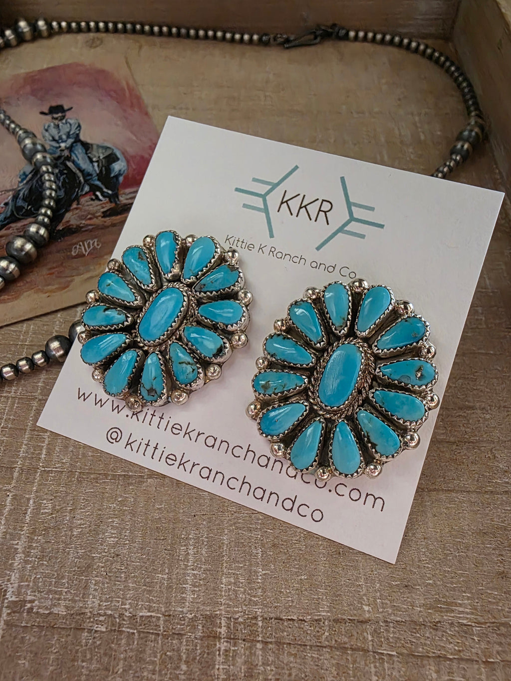 ALICIA WILSON KINGMAN TURQUOISE CLUSTER EARRINGS