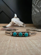 THE KINGMAN TURQUOISE THREE STONE CUFF
