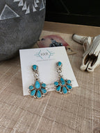 ALICIA WILSON KINGMAN TURQUOISE CLUSTER DANGLE EARRINGS
