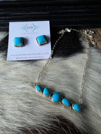 RENELL PERRY CHACO FIVE TURQUOISE STONE BAR NECKLACE