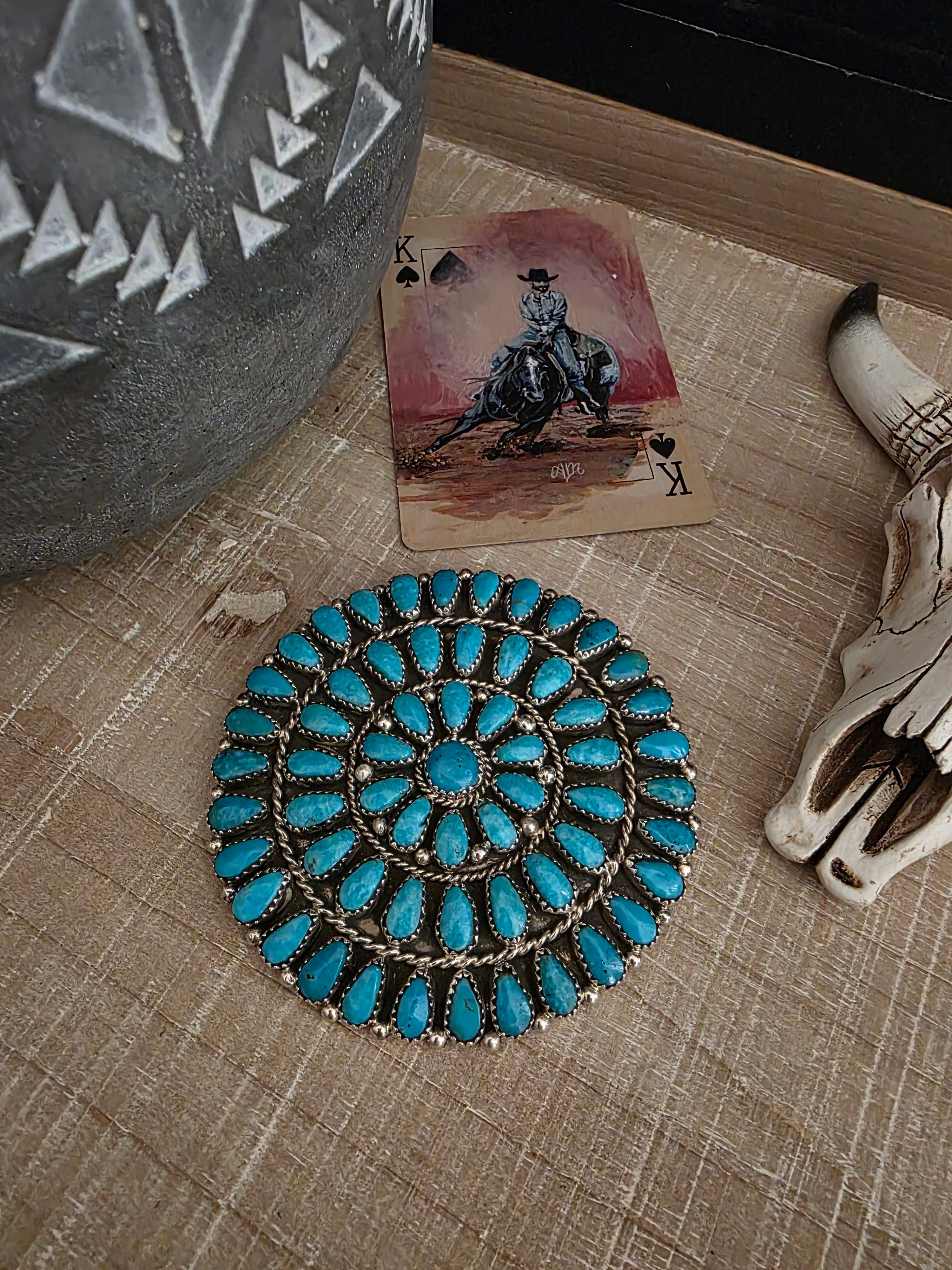 EUNICE WILSON XL TURQUOISE CLUSTER PIN