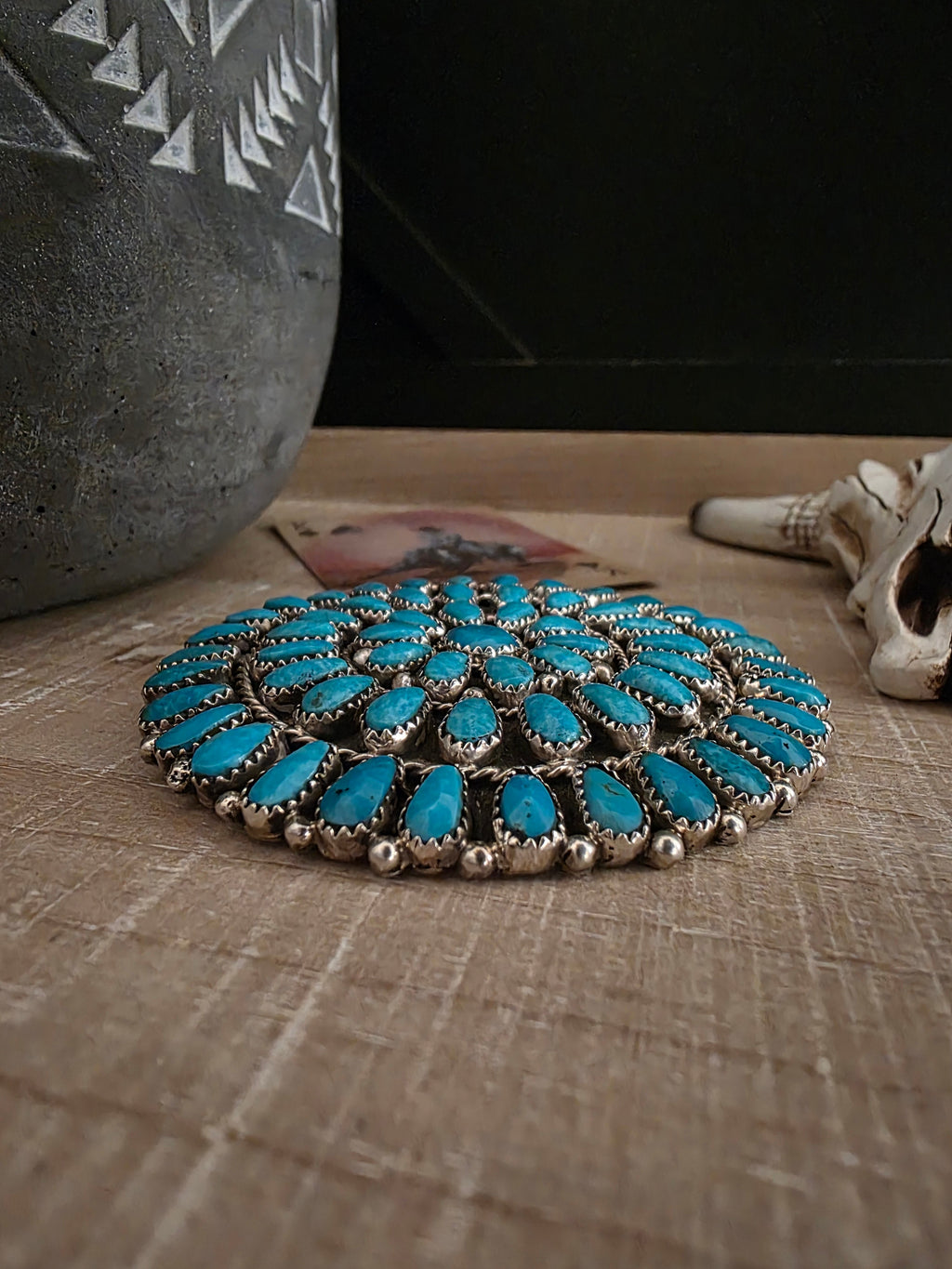 EUNICE WILSON XL TURQUOISE CLUSTER PIN