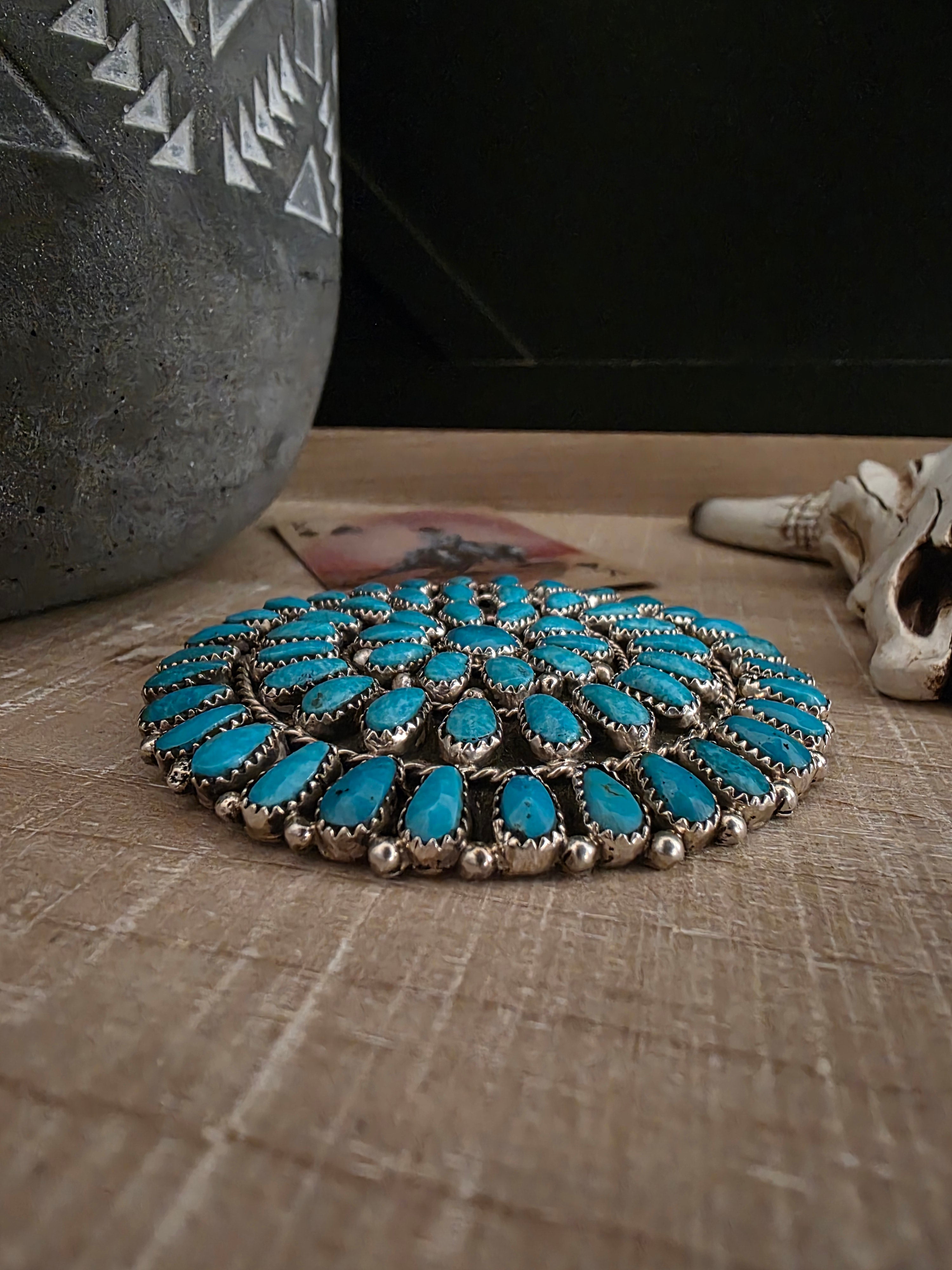 EUNICE WILSON XL TURQUOISE CLUSTER PIN