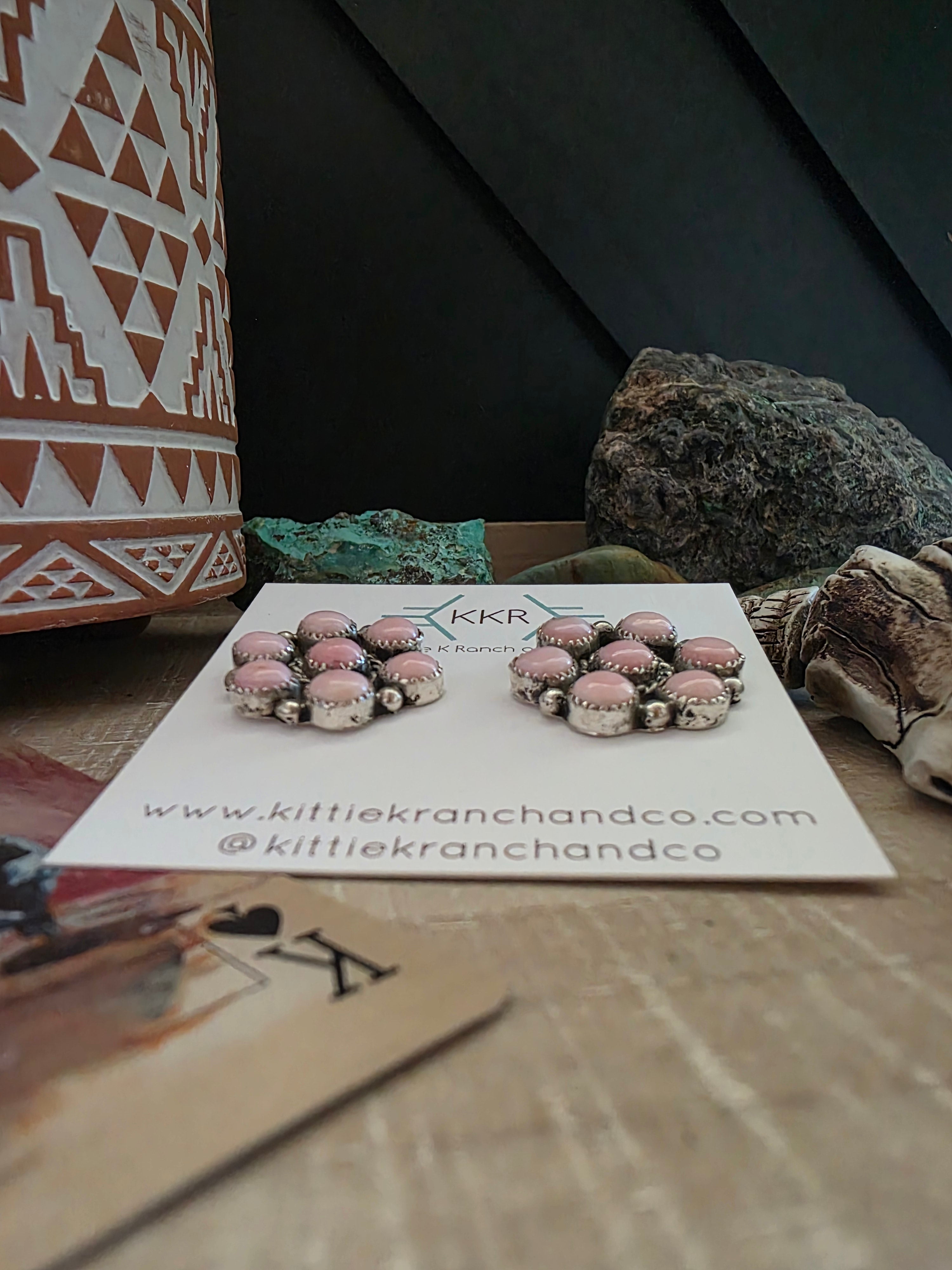 THE MAXINE RAMIREZ PINK CONCH SHELL CLUSTER STUDS