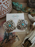 THE GENEVIEVE BLACKGOAT LARGE TURQUOISE CONCHO STUD EARRINGS