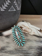ROSEMARY TOM NEZ TURQUOISE NEEDLEPOINT CLUSTER RING