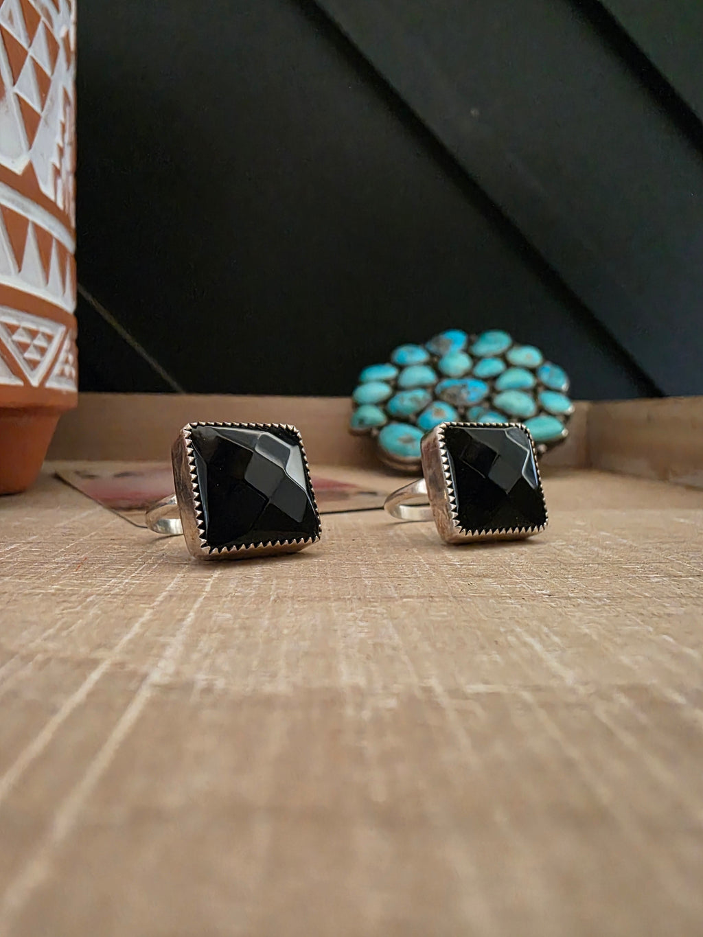 RONNIE MARTINEZ BLACK FACETED ONYX RING